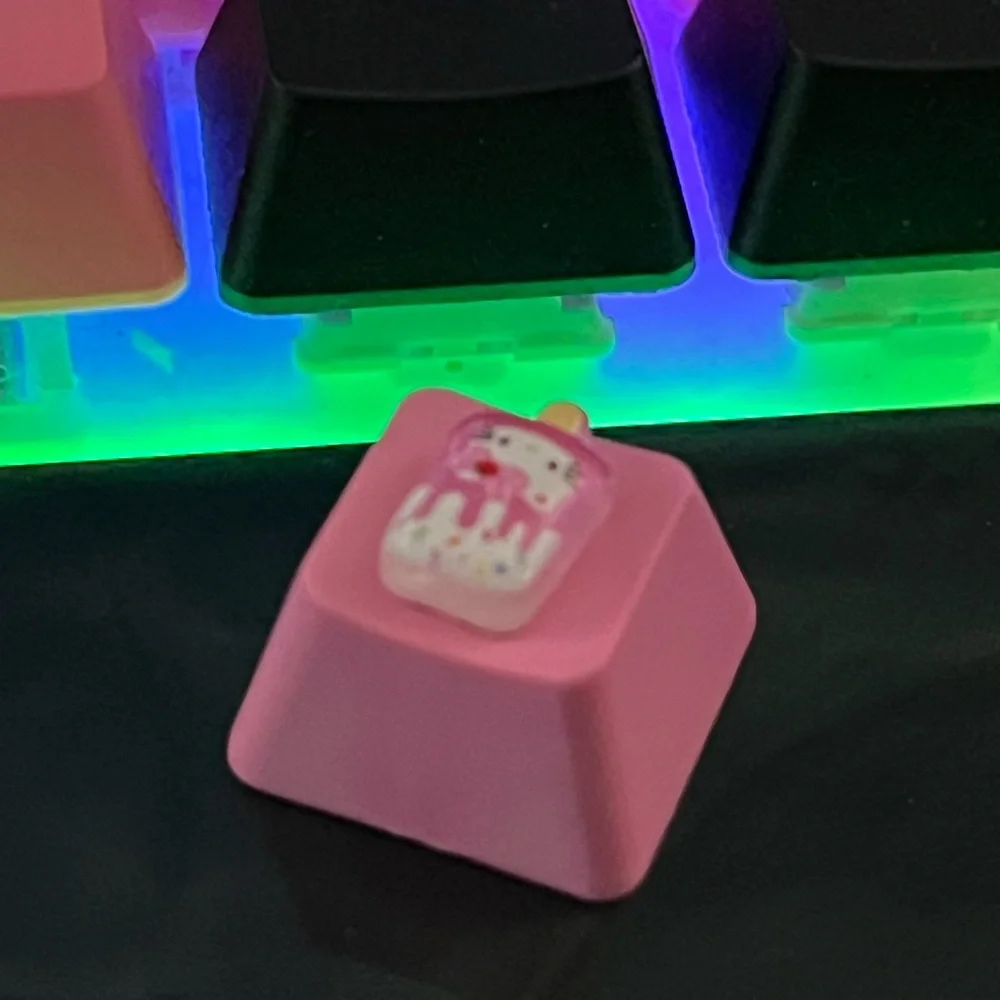 Cute Pink Cat Popsicle Kawaii Keycap, for OEM Switches